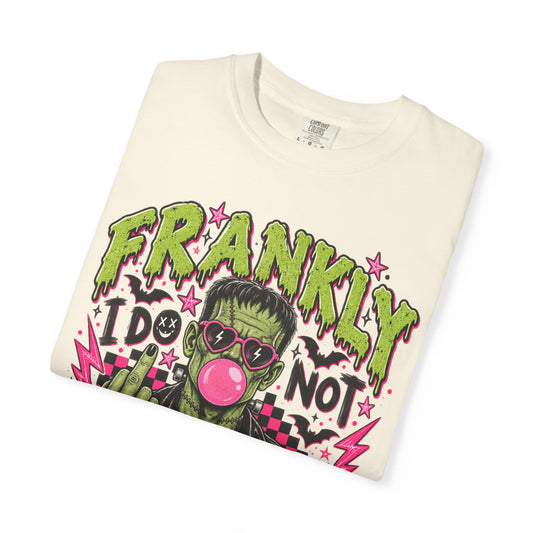Frankly I Do Not Care Frankenstein graphic T-shirt | Punk Bubblegum Horror