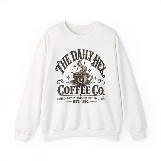 Coffee Sweatshirt — "The Daily Hex Coffee Co." Cozy Witchy Coffee Crewneck