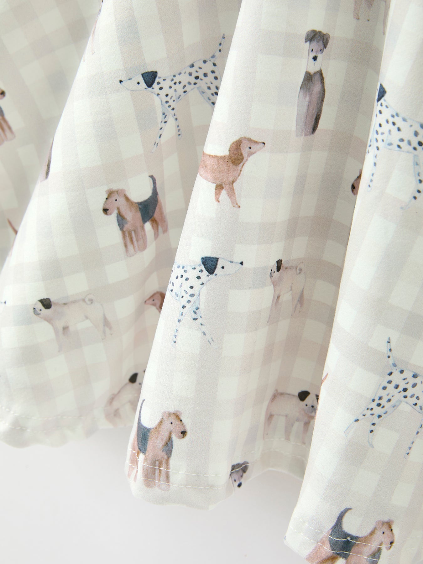 Fall Plaid Dog Print Girls Long Sleeve Twirl Dress
