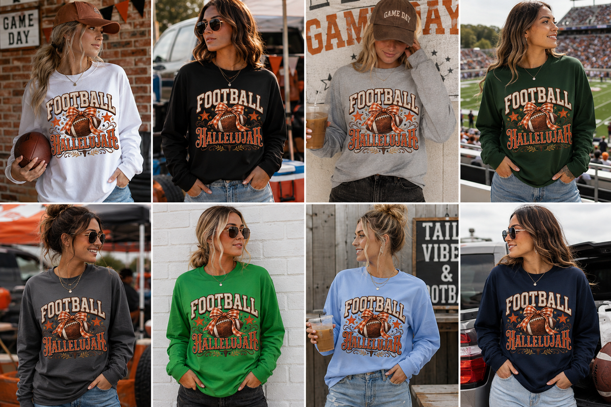 Football Hallelujah Long Sleeve Tee | Vintage Football Graphic