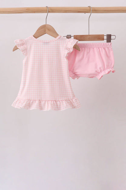Pink Jack-O-Lantern  Applique Ruffle Bloomer Set