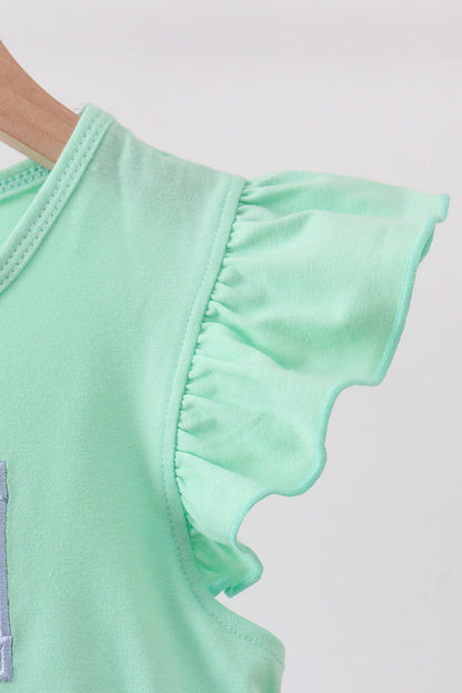 Mint Crayon Applique Dot Dress