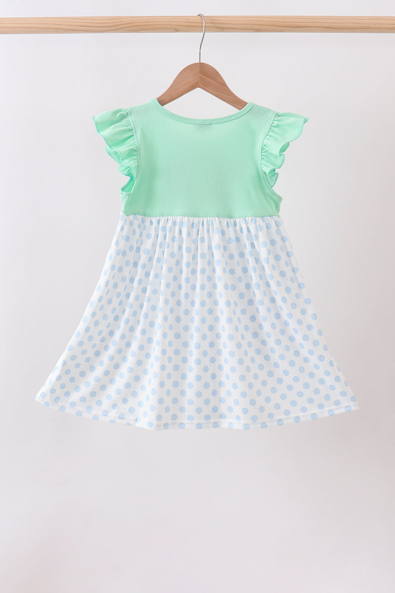 Mint Crayon Applique Dot Dress