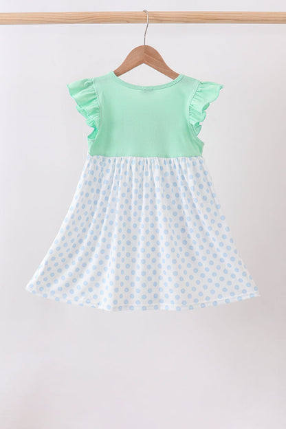 Mint Crayon Applique Dot Dress