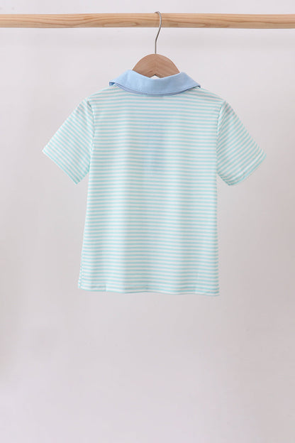 Blue Tool Embroidery Stripe Shirt