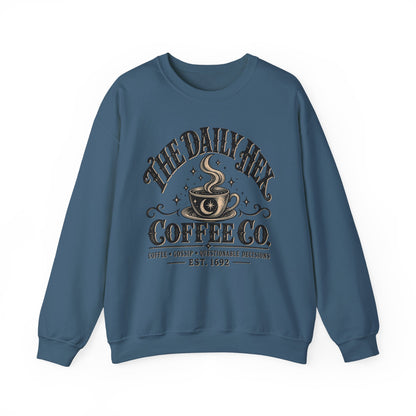 Coffee Sweatshirt — "The Daily Hex Coffee Co." Cozy Witchy Coffee Crewneck