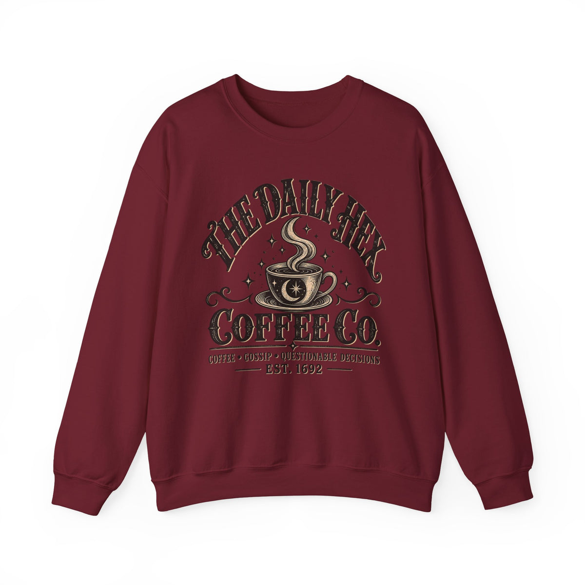 Coffee Sweatshirt — "The Daily Hex Coffee Co." Cozy Witchy Coffee Crewneck