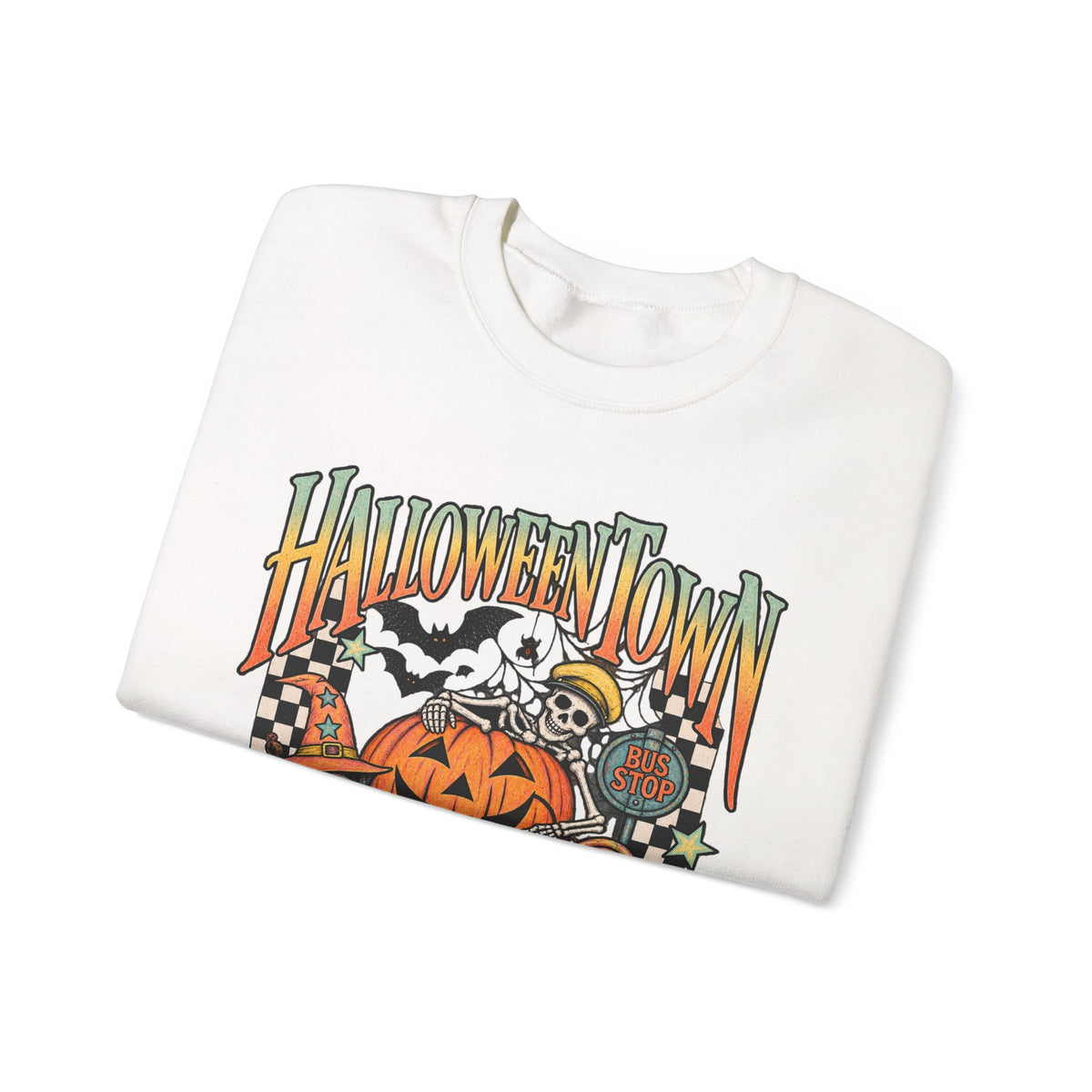 Halloween Town Pumpkin Graphic Sweatshirt | Retro Spooky Scene
