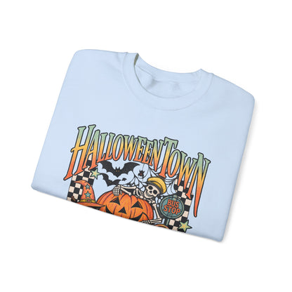 Halloween Town Pumpkin Graphic Sweatshirt | Retro Spooky Scene