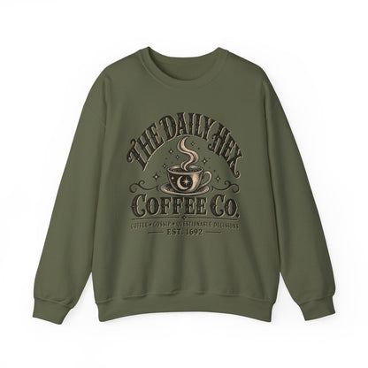 Coffee Sweatshirt — "The Daily Hex Coffee Co." Cozy Witchy Coffee Crewneck