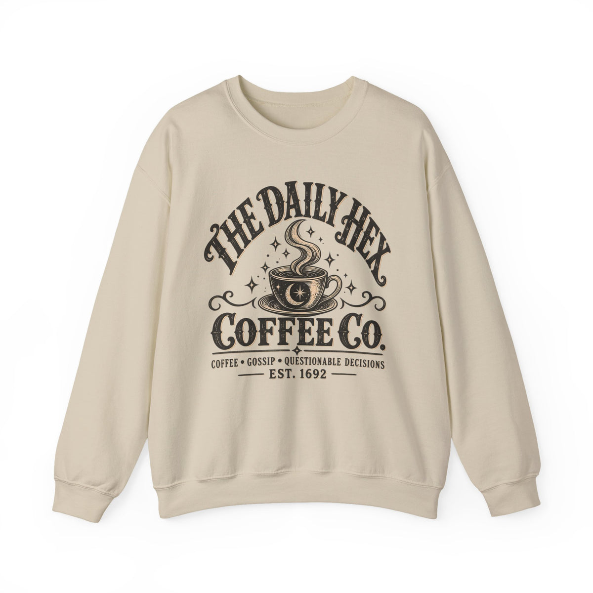 Coffee Sweatshirt — "The Daily Hex Coffee Co." Cozy Witchy Coffee Crewneck