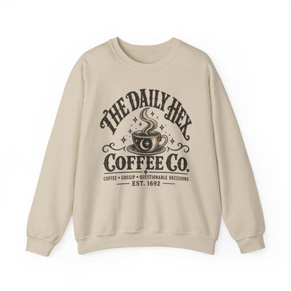 Coffee Sweatshirt — "The Daily Hex Coffee Co." Cozy Witchy Coffee Crewneck