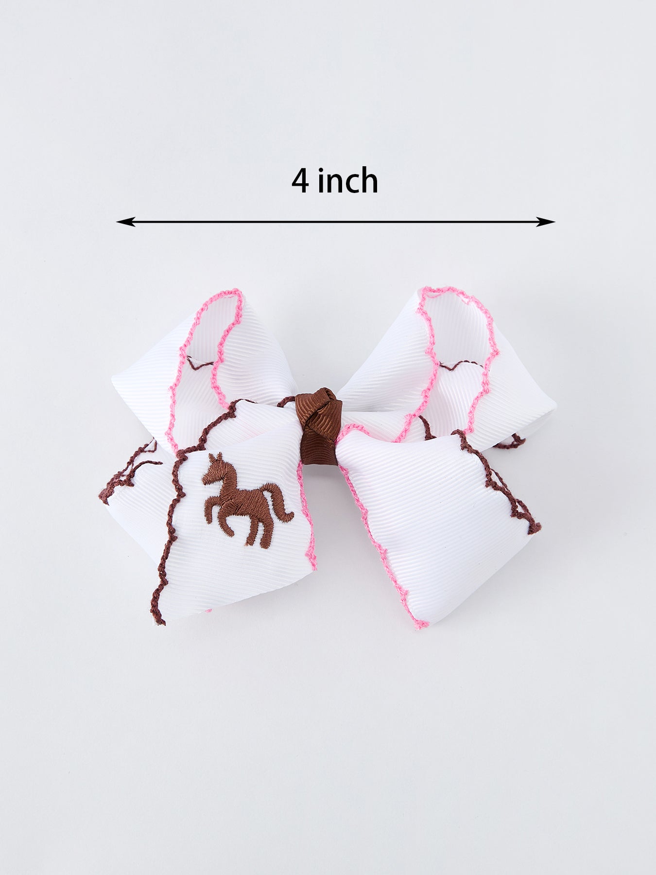 Western Horse Embroidery Ruffle Edge Girls Hairpin 4 Inch
