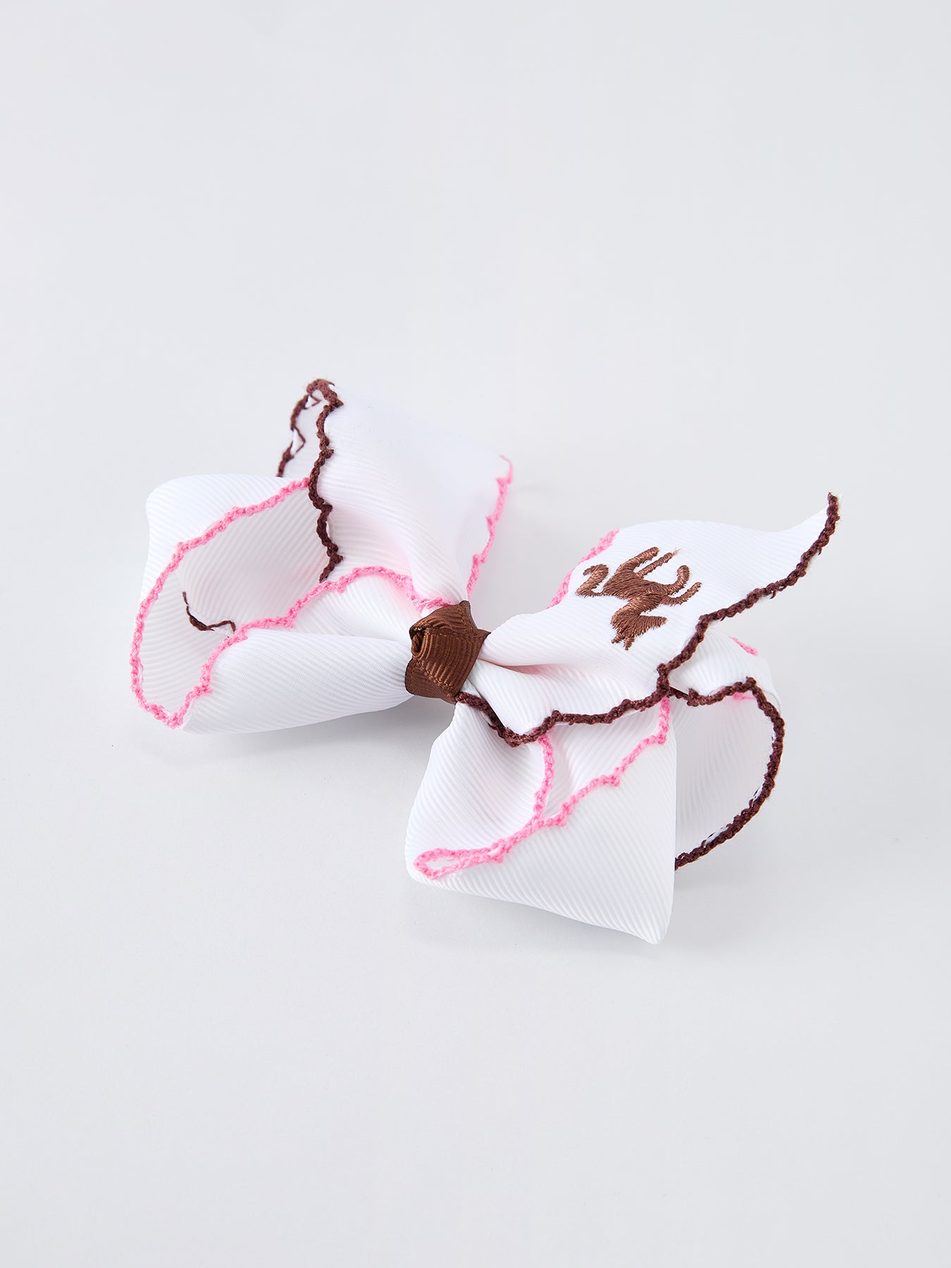 Western Horse Embroidery Ruffle Edge Girls Hairpin 4 Inch