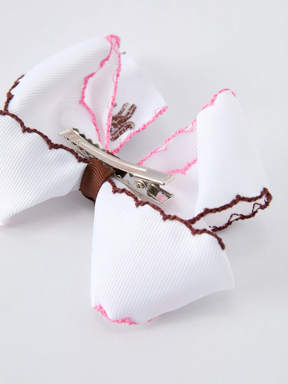 Western Horse Embroidery Ruffle Edge Girls Hairpin 4 Inch