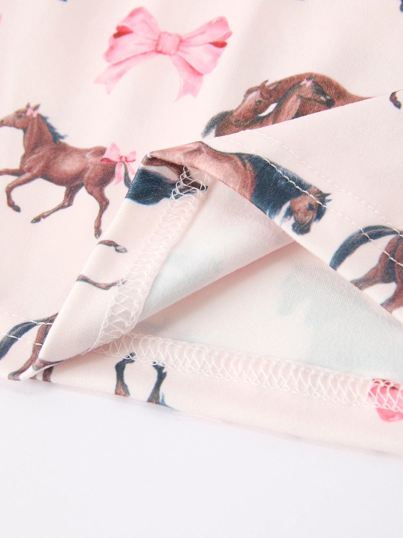 Girls Western Horse Bow Pajamas Set Print