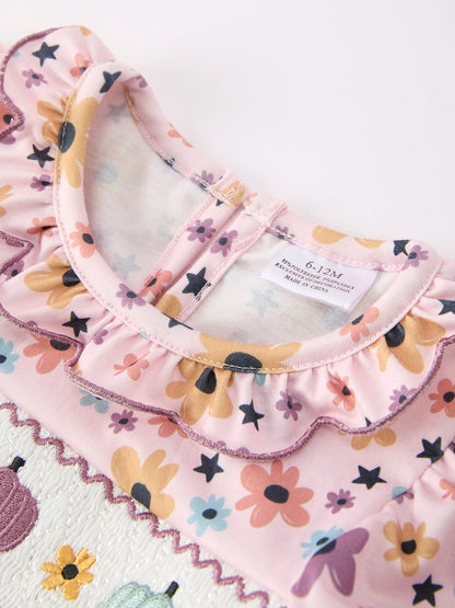 Halloween Thanksgiving Pumpkin Floral Bow Bloomer Set