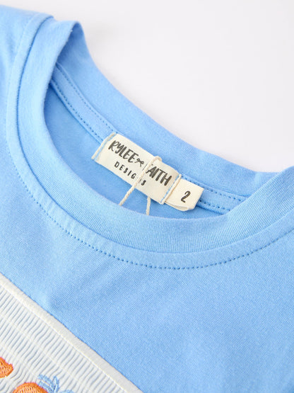 Summer Whale Embroidery Boys Set T Shirt Plaid Shorts Outfit