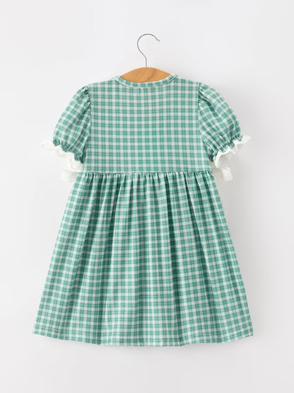 Western Plaid Horse Embroidered Girl Dress