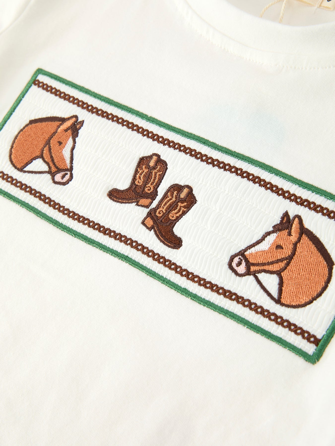 Western Plaid Horse Embroidery Boy Pants Set