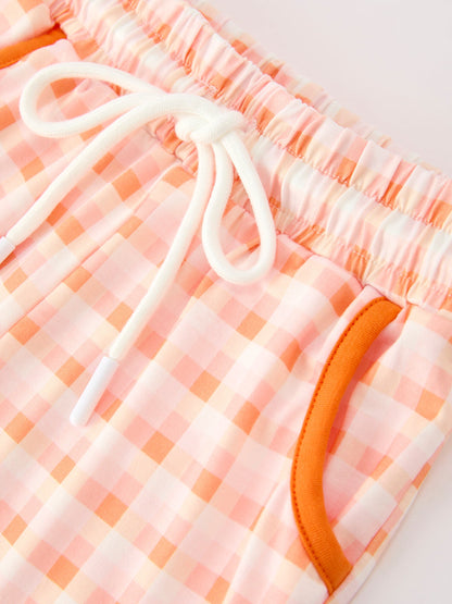 Halloween Pumpkin Plaid Boys Pants Set