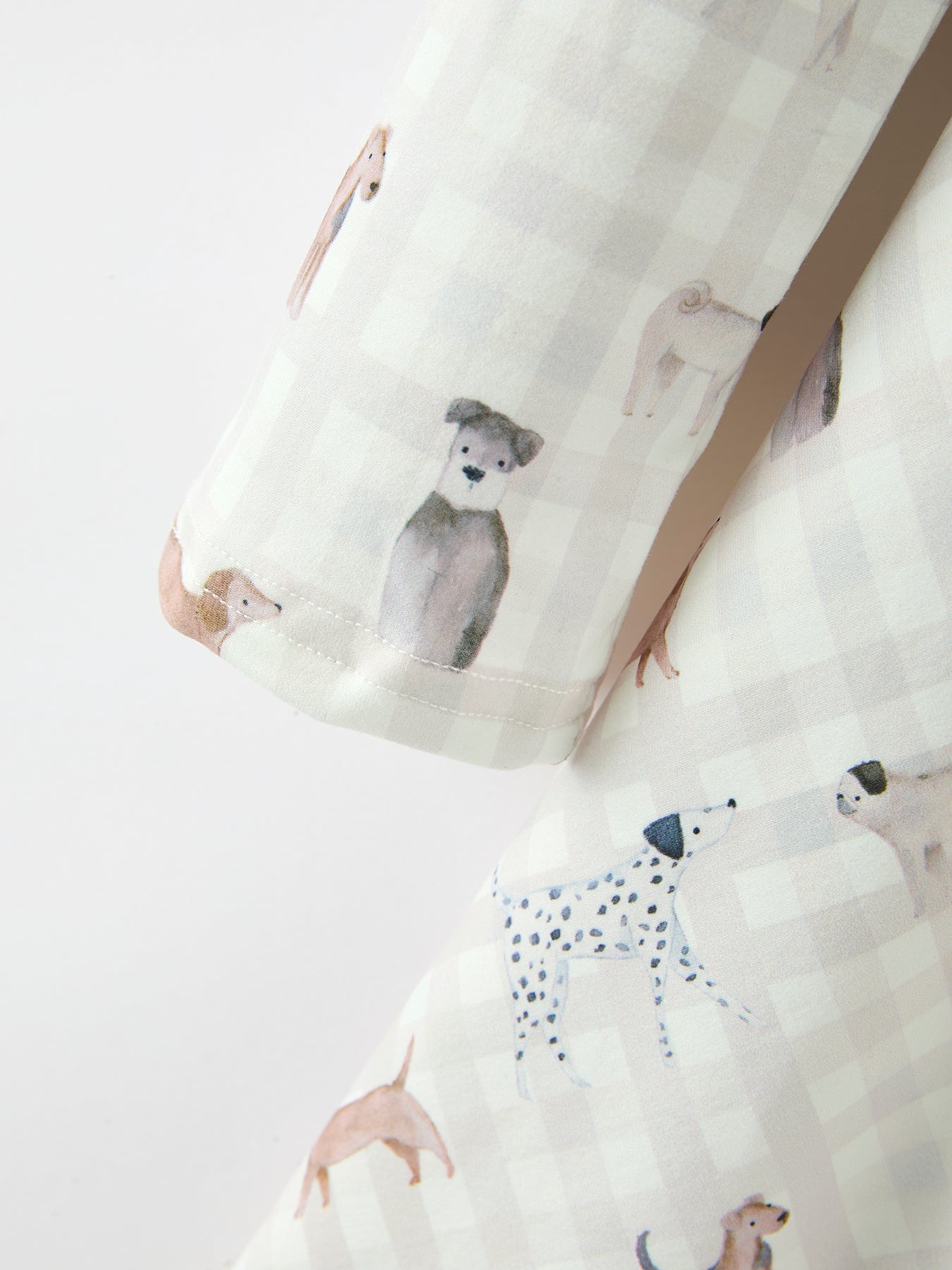 Fall Plaid Dog Print Girls Long Sleeve Twirl Dress