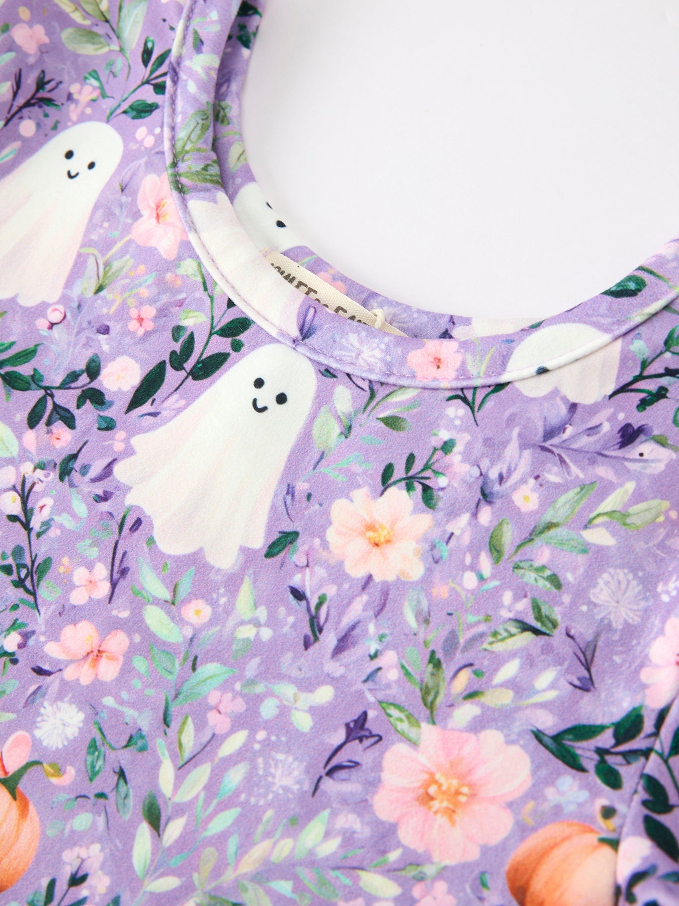 Halloween Ghost Pumpkin Girls Long Sleeve Twirl Dress