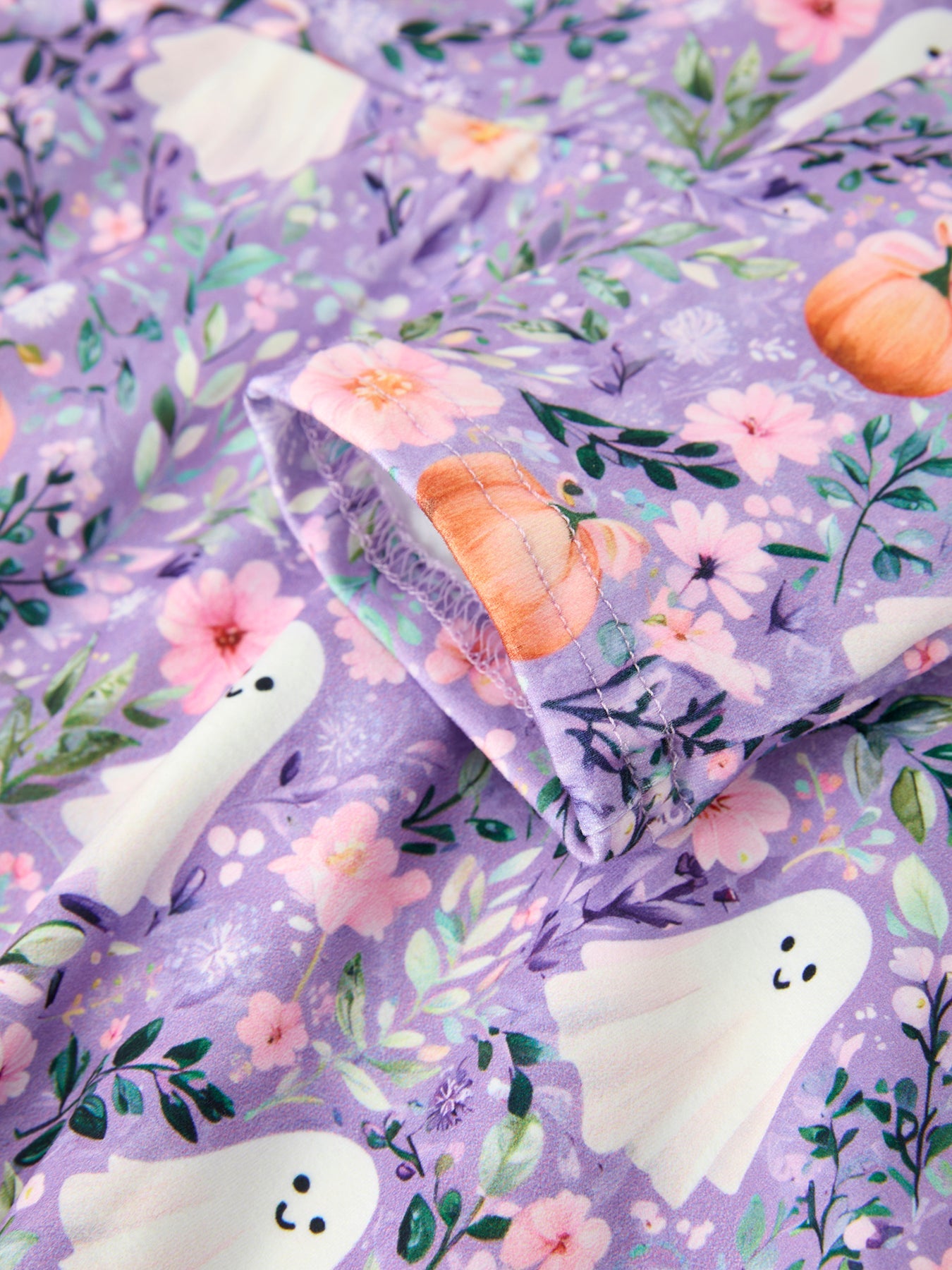 Halloween Ghost Pumpkin Girls Long Sleeve Twirl Dress