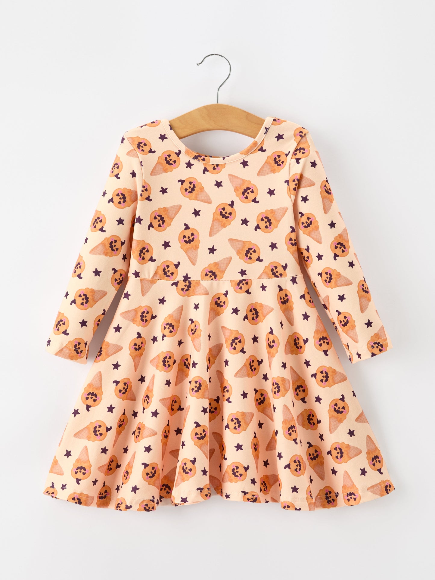 Halloween Pumpkin Girls Long Sleeve Dress