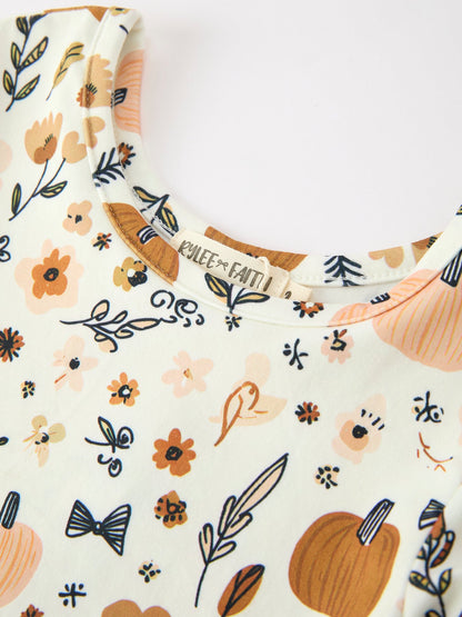 Fall Harvest Pumpkin Girls Dress Long Sleeve