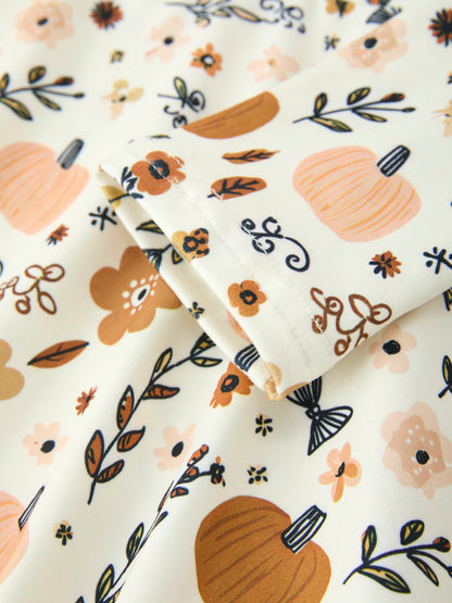 Fall Harvest Pumpkin Girls Dress Long Sleeve