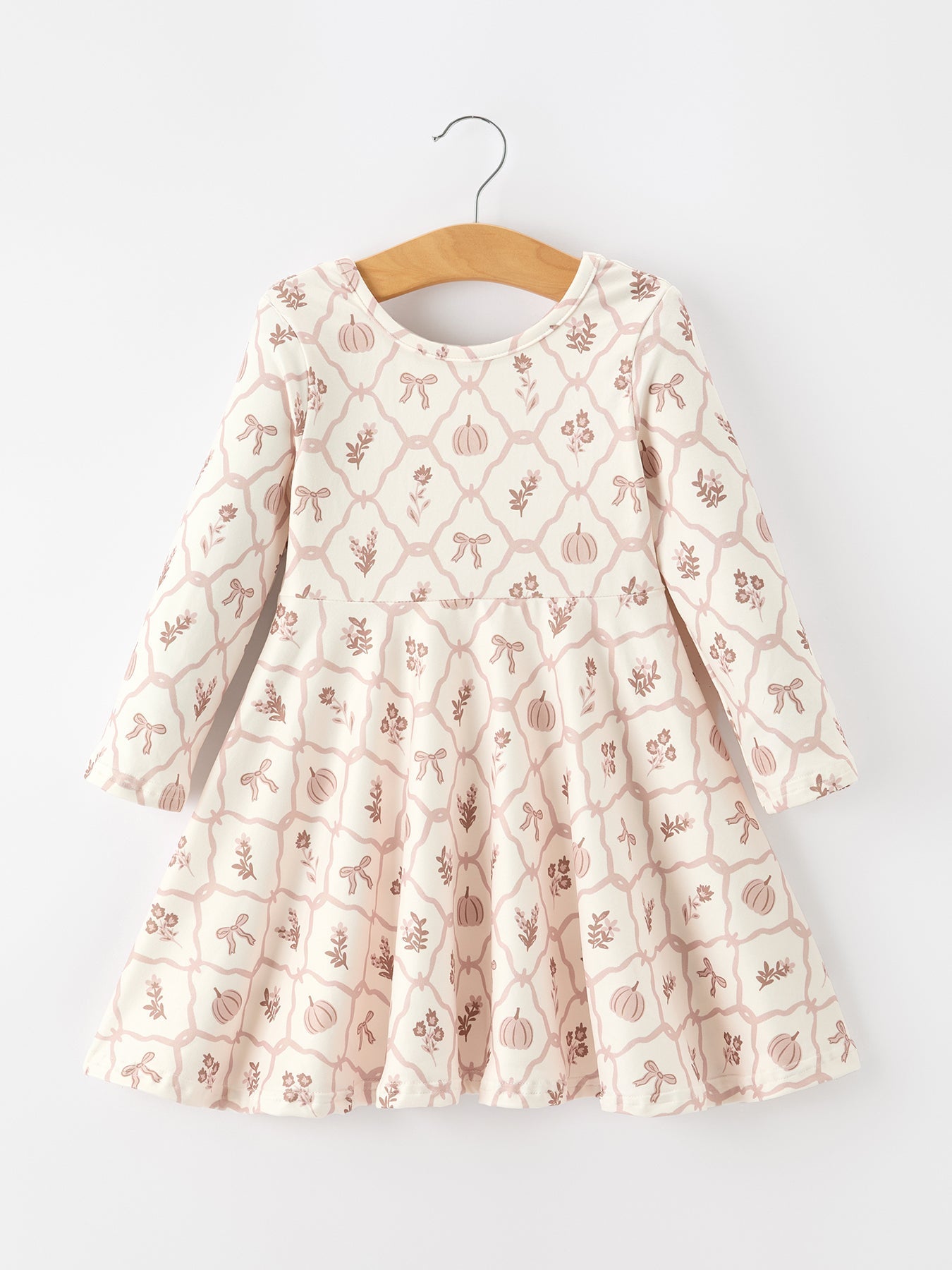 Fall Pumpkin Bow Girls Twirl Dress