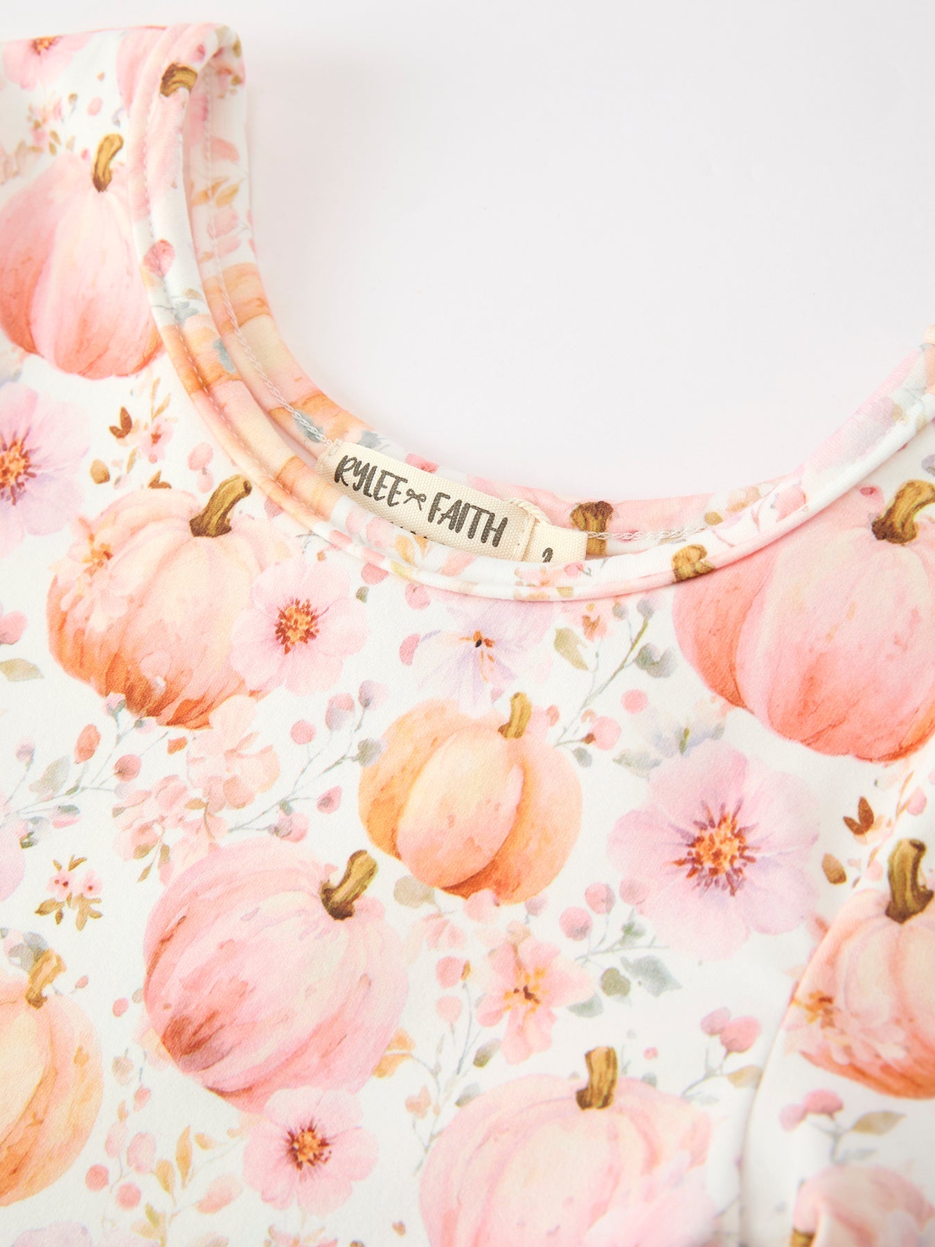 Fall Pink Pumpkin Girls Long Sleeve Twirl Dress