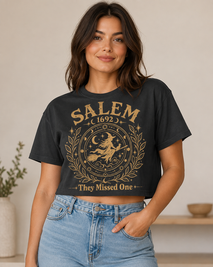 Salem 1692 Witch Emblem Cropped T-Shirt