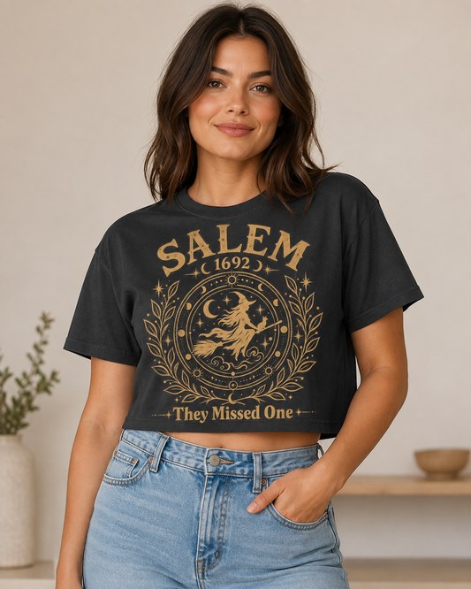 Salem 1692 Witch Emblem Cropped T-Shirt