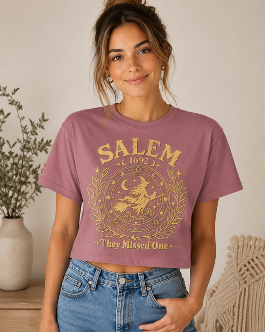 Salem 1692 Witch Emblem Cropped T-Shirt