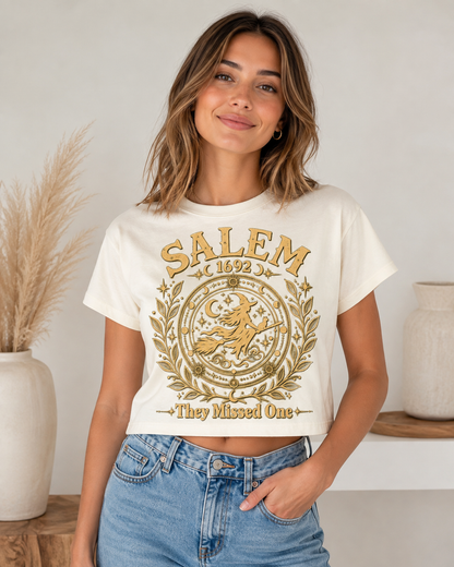 Salem 1692 Witch Emblem Cropped T-Shirt