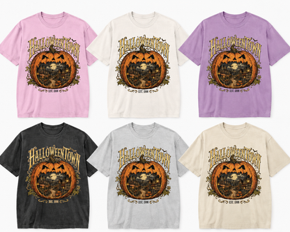 Halloweentown Pumpkin Scene T-shirt | Vintage Halloween Jack-O'-Lantern Design