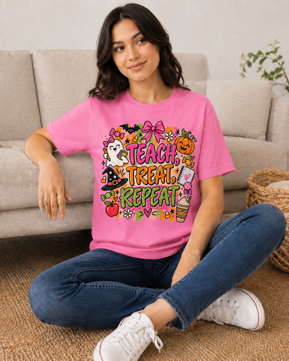 T-Shirt — Teach, Treat, Repeat Halloween Teacher Tee