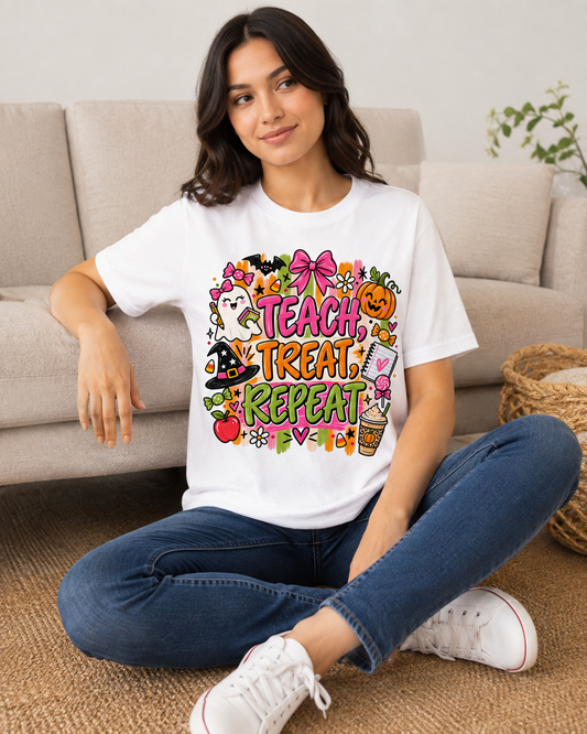 T-Shirt — Teach, Treat, Repeat Halloween Teacher Tee