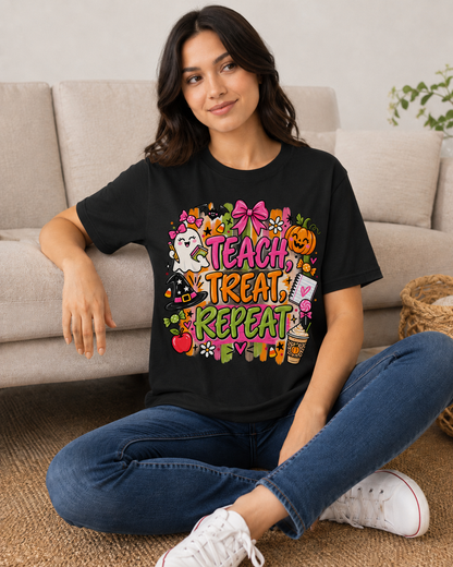 T-Shirt — Teach, Treat, Repeat Halloween Teacher Tee