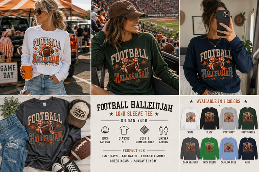 Football Hallelujah Long Sleeve Tee | Vintage Football Graphic