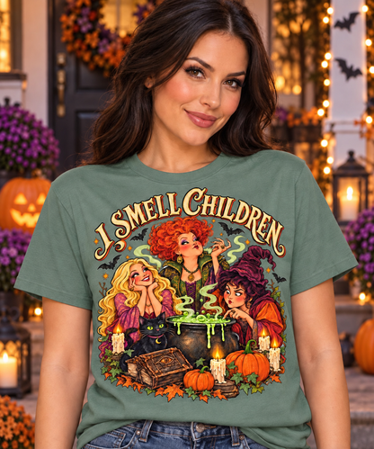 Witch Sisters Tee — “I Smell Children” Halloween T-Shirt