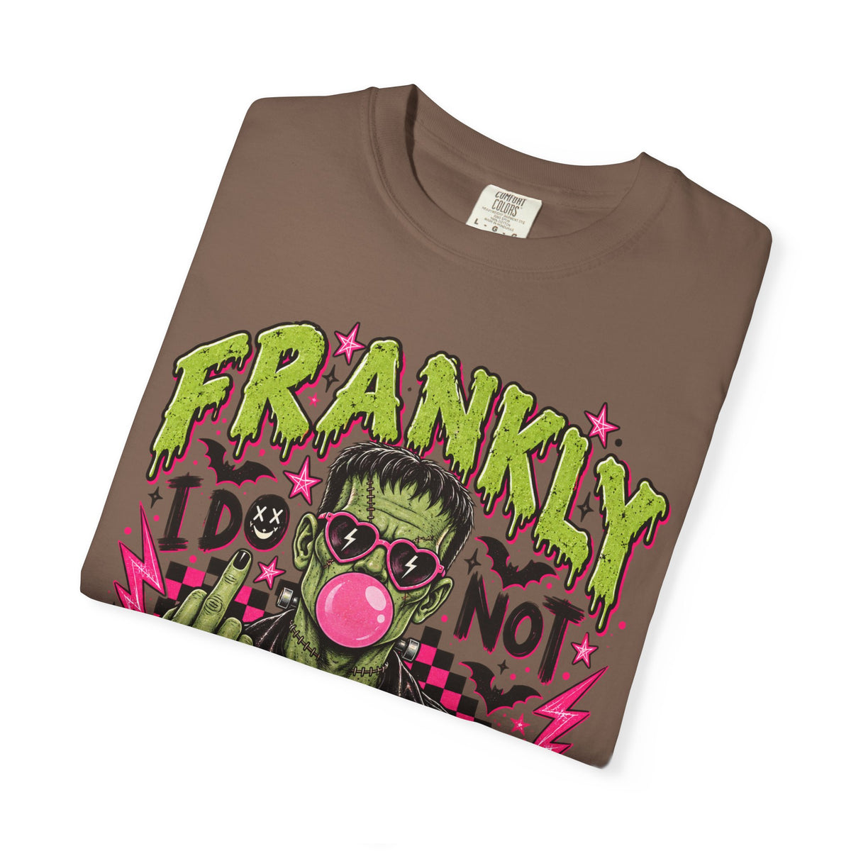 Frankly I Do Not Care Frankenstein graphic T-shirt | Punk Bubblegum Horror