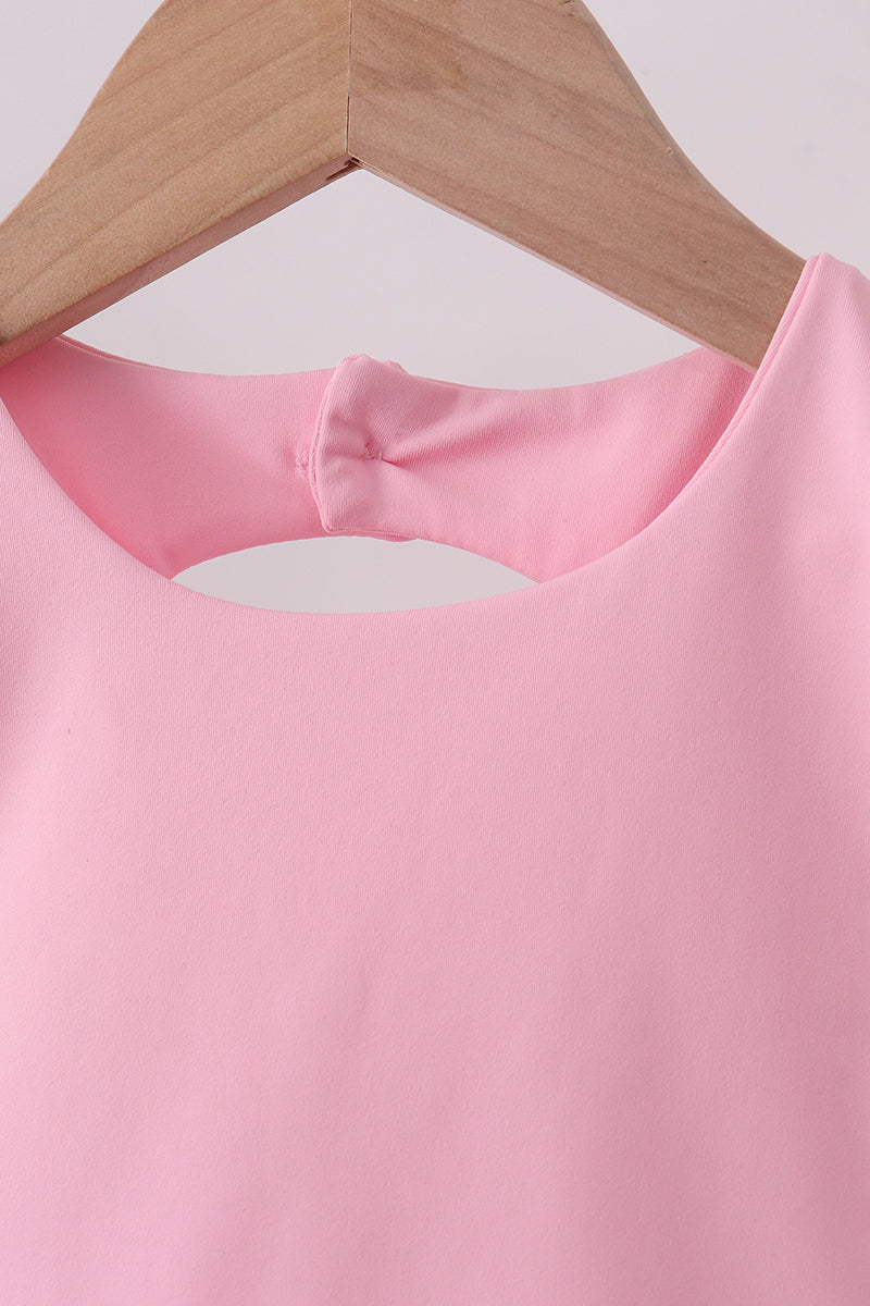 Pink scalloped active skorts set