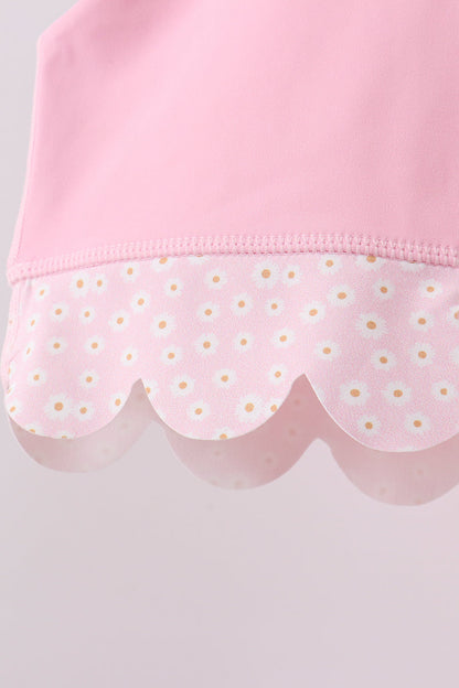Pink scalloped active skorts set