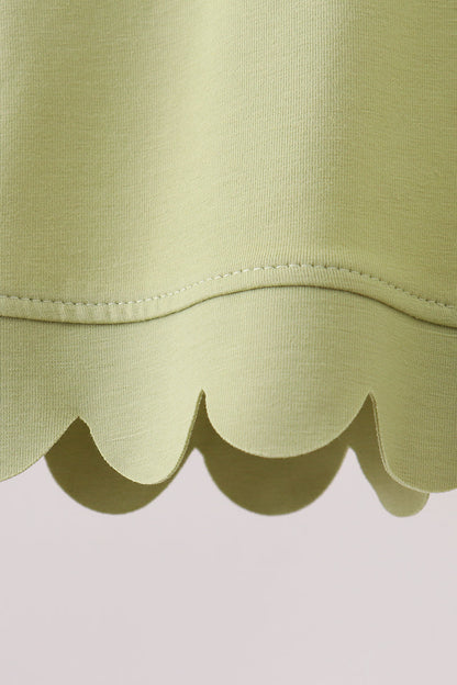 Sage scalloped zipper shorts set