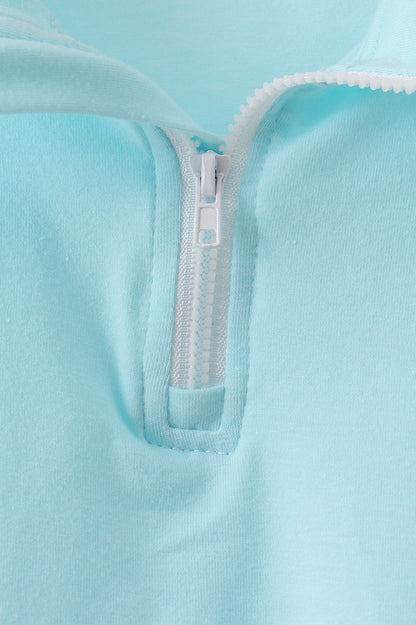 Light blue scalloped zipper shorts set