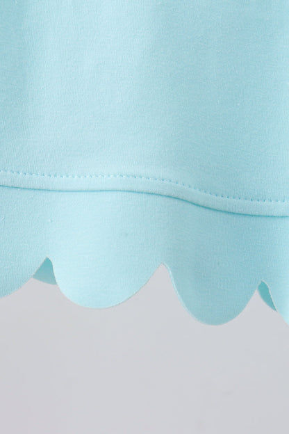 Light blue scalloped zipper shorts set