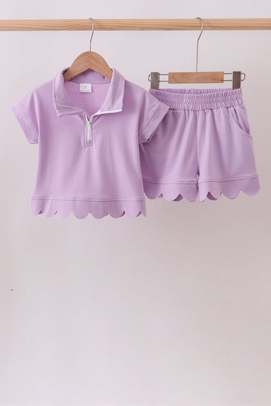 Lavender Scalloped Polo Set